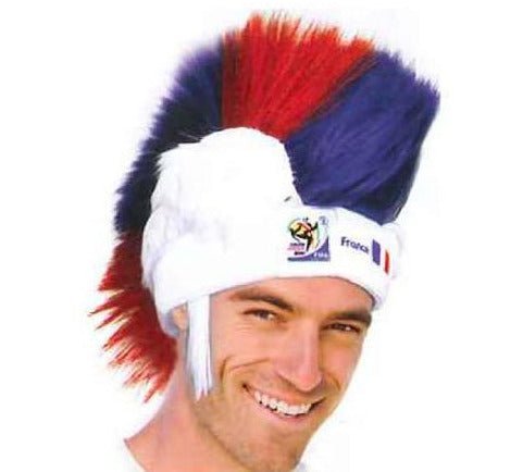 France World Cup Soccer Mohawk Wig 25-Count Case Pack – Official FIFA Licensed Retro Fan Gear