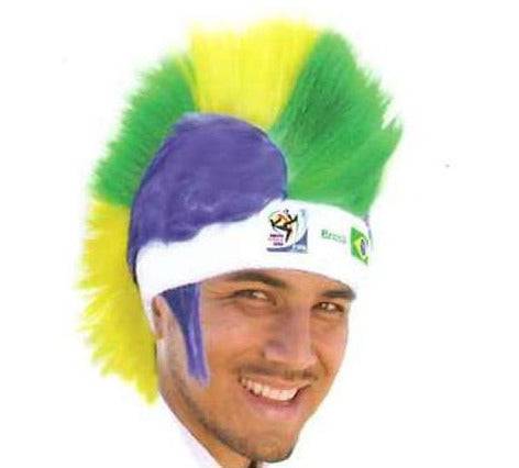Brazil World Cup Soccer Mohawk Wig 25-Count Case Pack – Official FIFA Licensed Retro Fan Gear