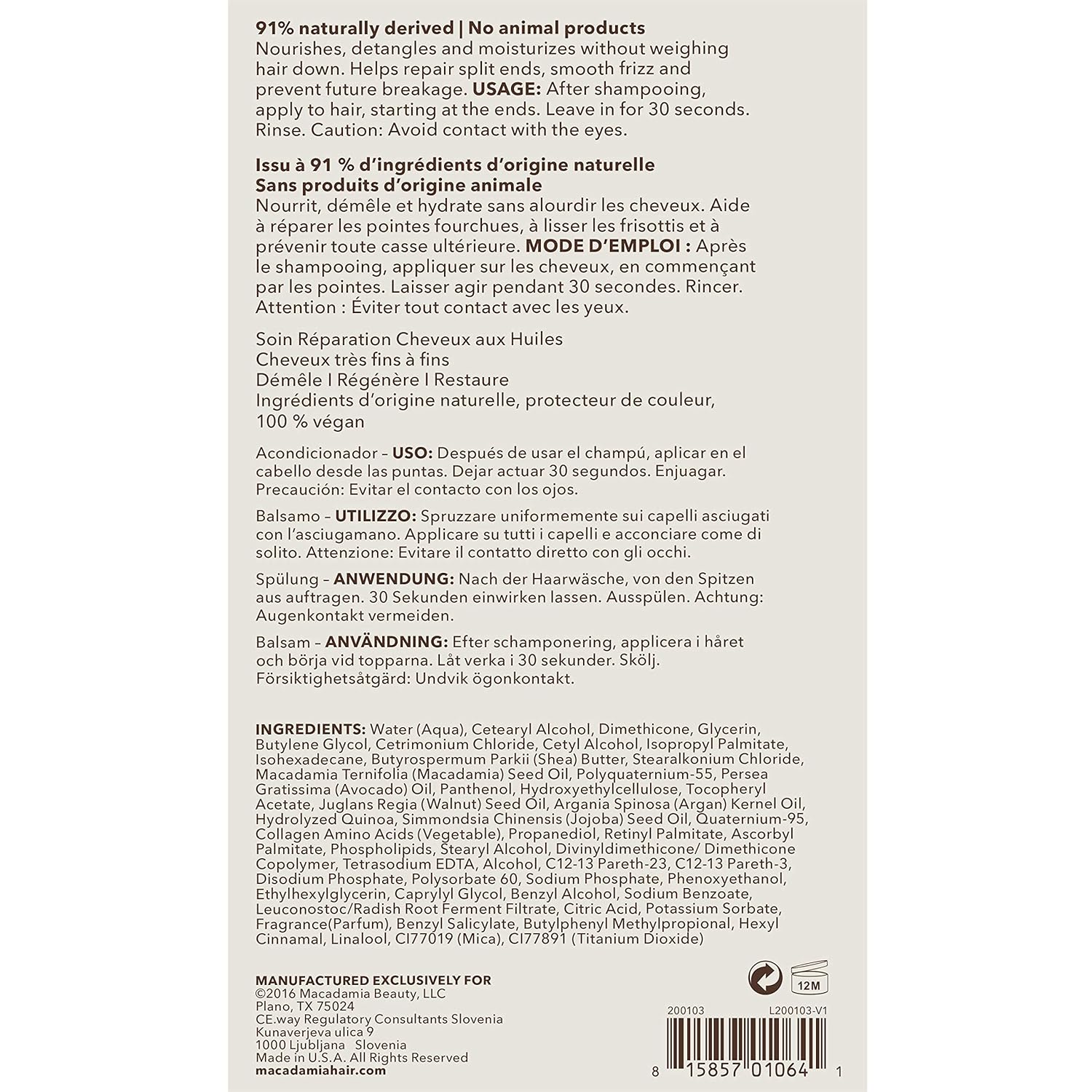 Macadamia Professional Hair Care Sulfate Weightless Repair Conditioner