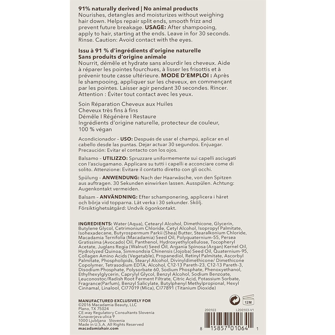 Macadamia Professional Hair Care Sulfate Weightless Repair Conditioner