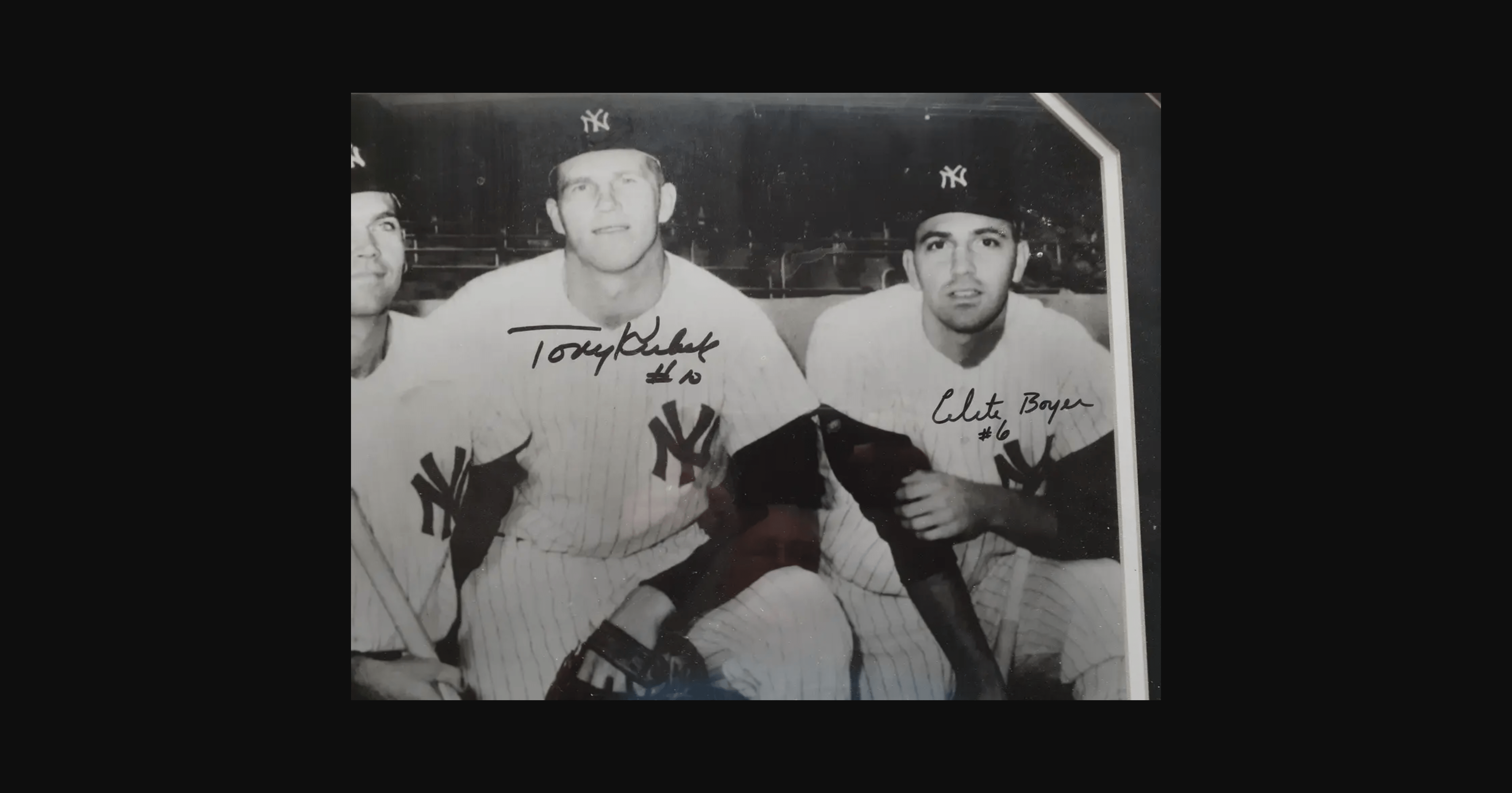 1961 NY Yankees Signed Infield Framed Photo, 3 Signatures (COA)