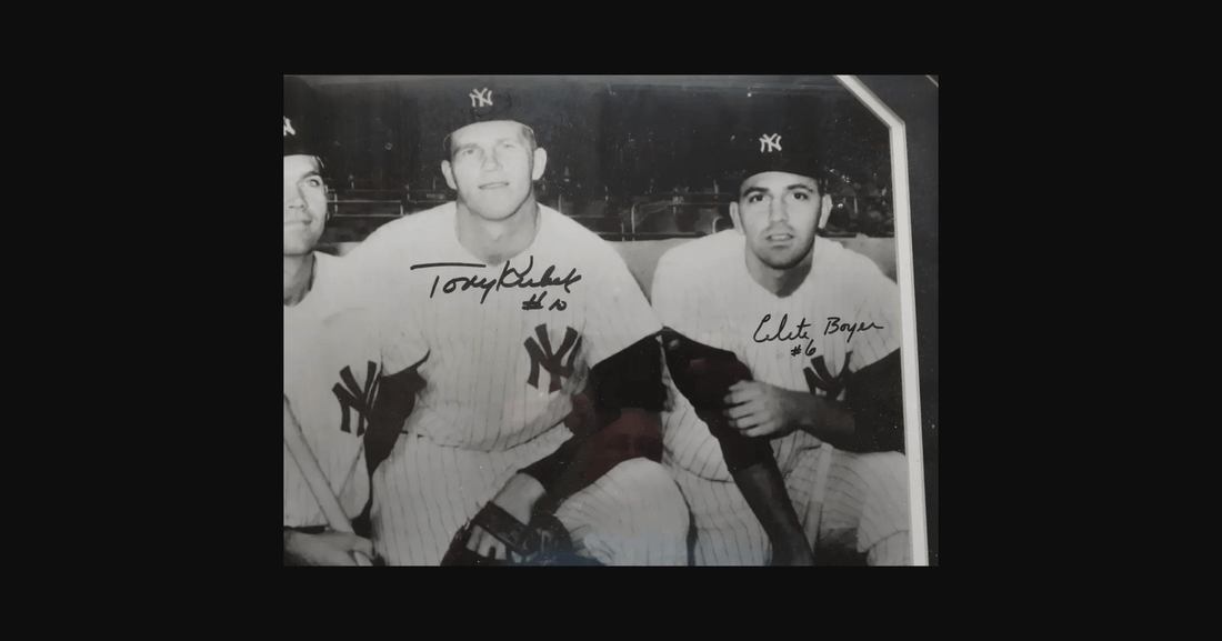 1961 NY Yankees Signed Infield Framed Photo, 3 Signatures (COA)