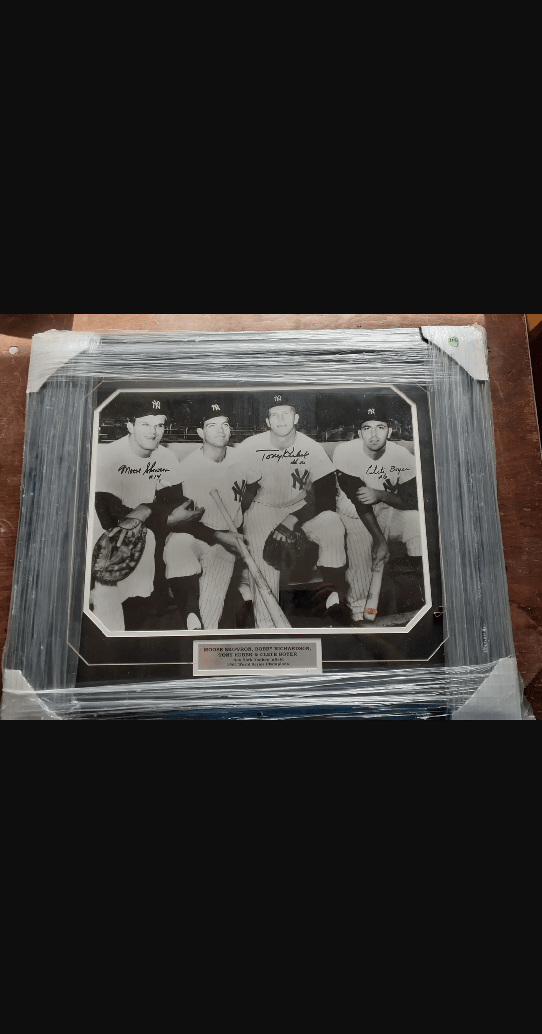 1961 NY Yankees Signed Infield Framed Photo, 3 Signatures (COA)