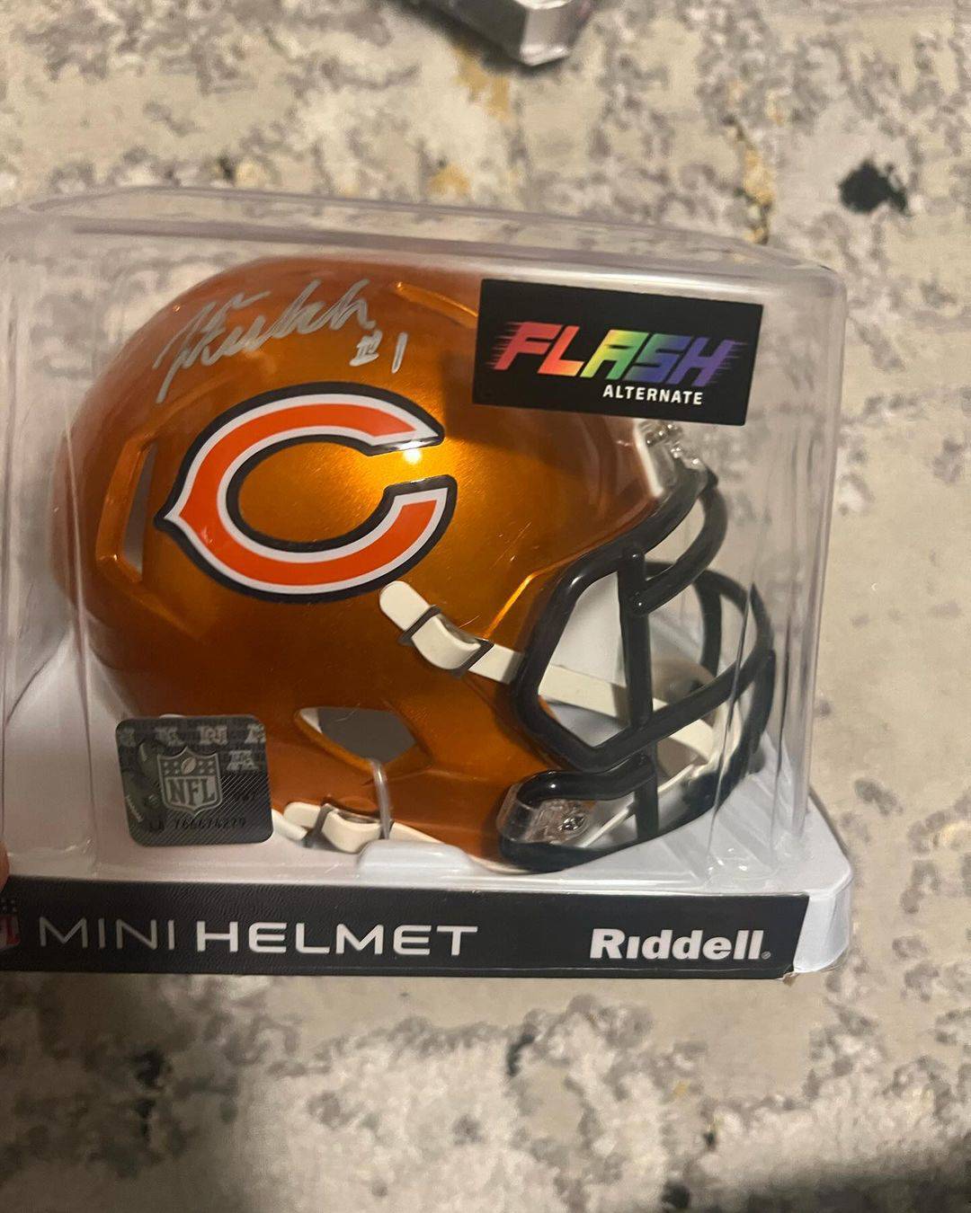Autographed Justin Fields Riddell Mini Helmet Chicago Bears