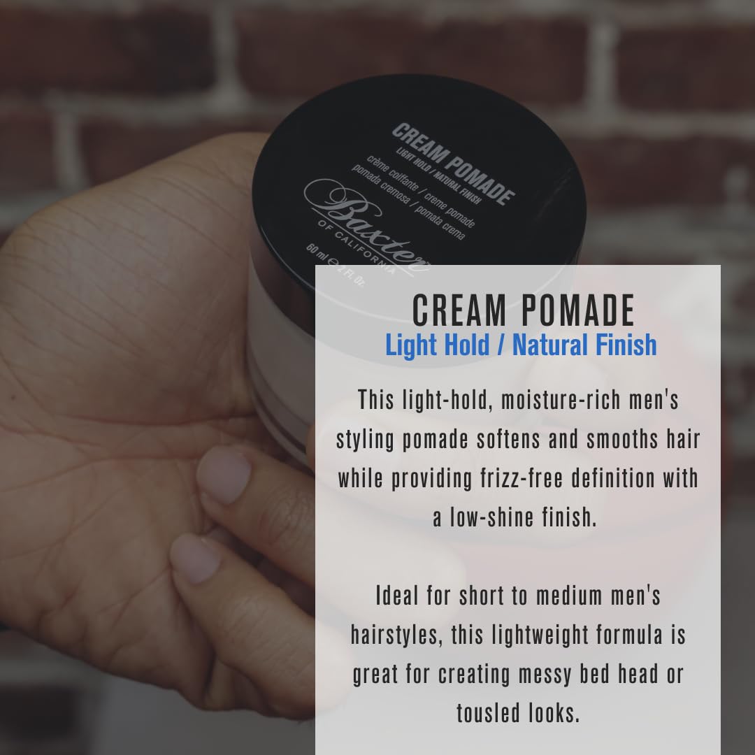 Baxter 0f California  Baxter of California Cream Pomade for Men | Natural Finish | Light Hold | Hair Pomade