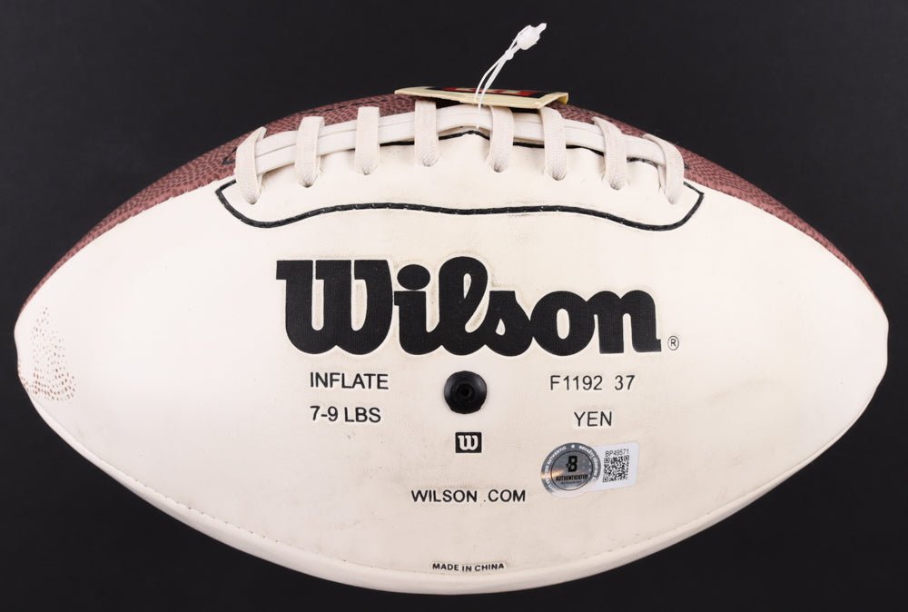Boomer Esiason & Michael Lewis Signed SB XXXVII Football (Beckett)
