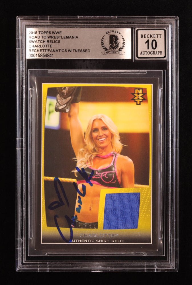Charlotte Flair Signed 2015 Topps WWE Relic #NNO (BGS 10)