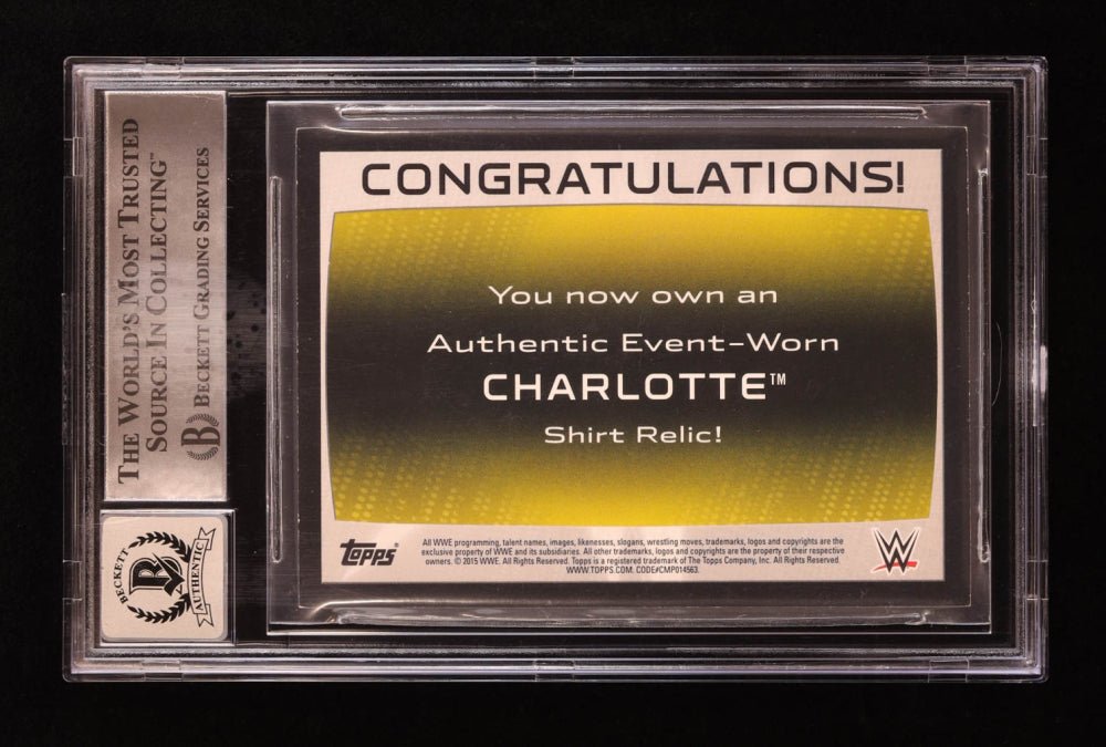 Charlotte Flair Signed 2015 Topps WWE Relic #NNO (BGS 10)