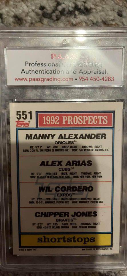 Chipper Jones 1992 Topps Top Prospects #551 RC (PAAS 9.5)