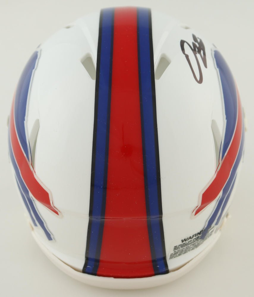 Damien Harris Signed Bills Speed Mini Helmet (Beckett)