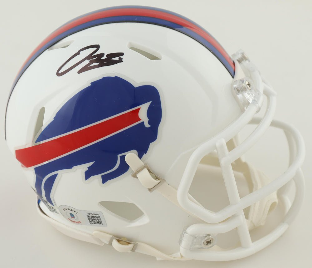 Damien Harris Signed Bills Speed Mini Helmet (Beckett)