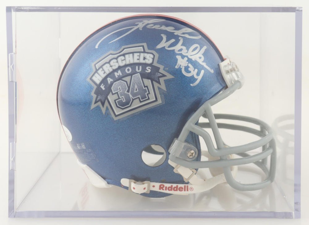 Herschel Walker Signed Famous 34 Mini Helmet with Case (JSA)