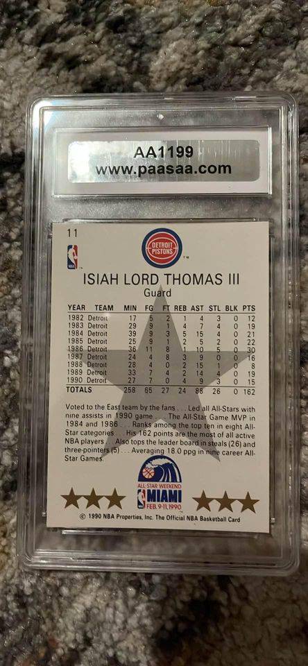 Isiah Thomas 1990 NBA Hoops #11 All-Star Detroit Pistons Card PAAS Authentic
