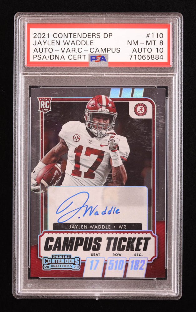 Jaylen Waddle 2021 Contenders Campus Ticket #110 RC (PSA 8)