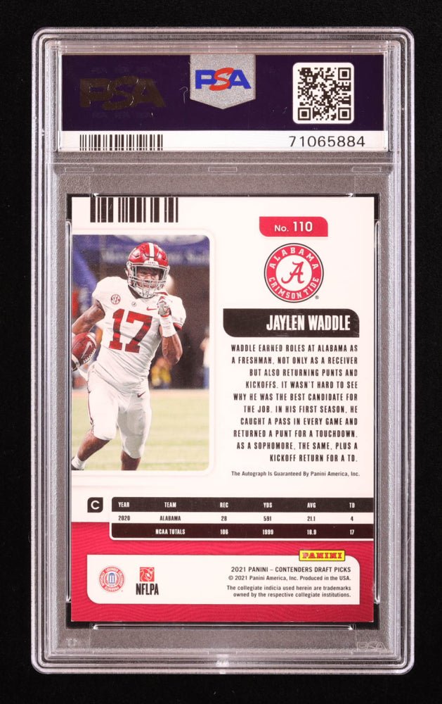 Jaylen Waddle 2021 Contenders Campus Ticket #110 RC (PSA 8)
