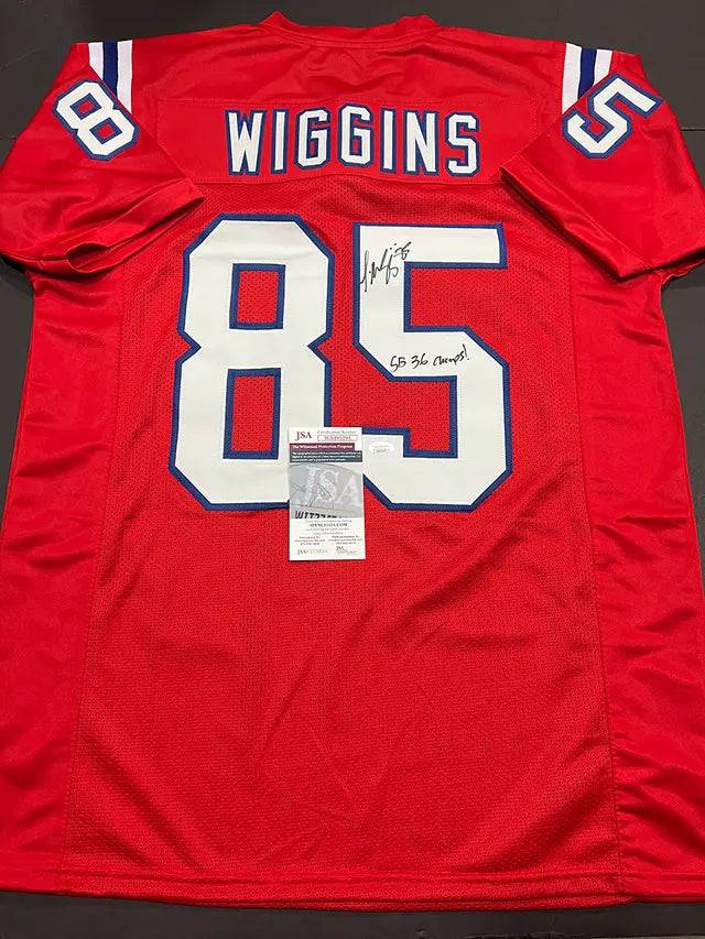 Jermaine Wiggins Patriots Signed Inscribed Jersey (JSA COA)
