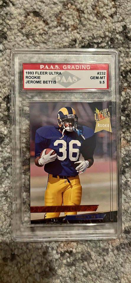 Jerome Bettis 1993 Fleer Ultra #232 Rookie Rams NFL Card PAAS GEM-MT 9.5