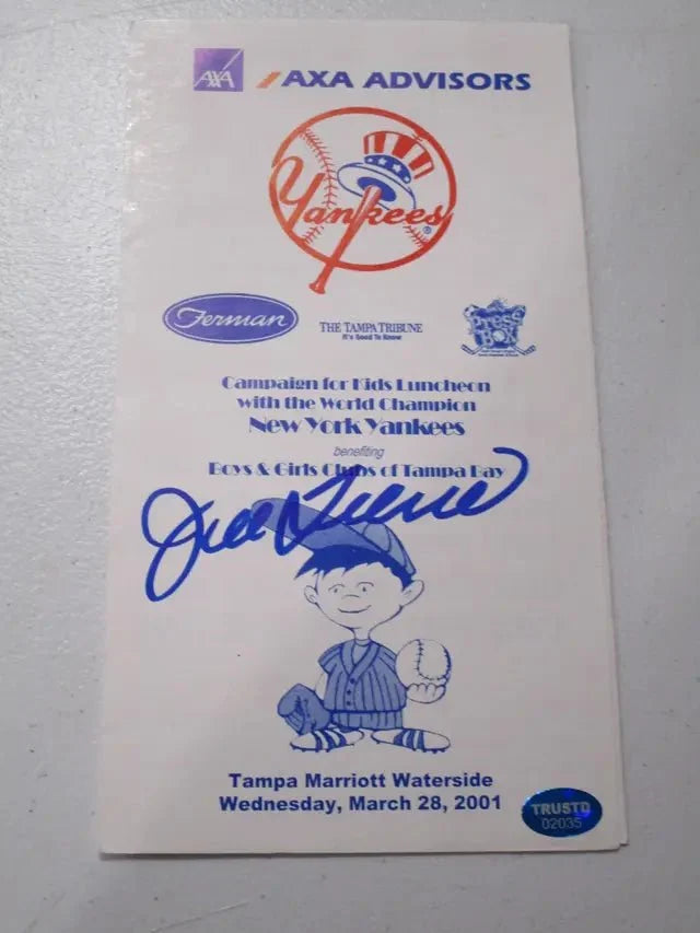 Joe Torre Yankees Signed Program (TAA COA)