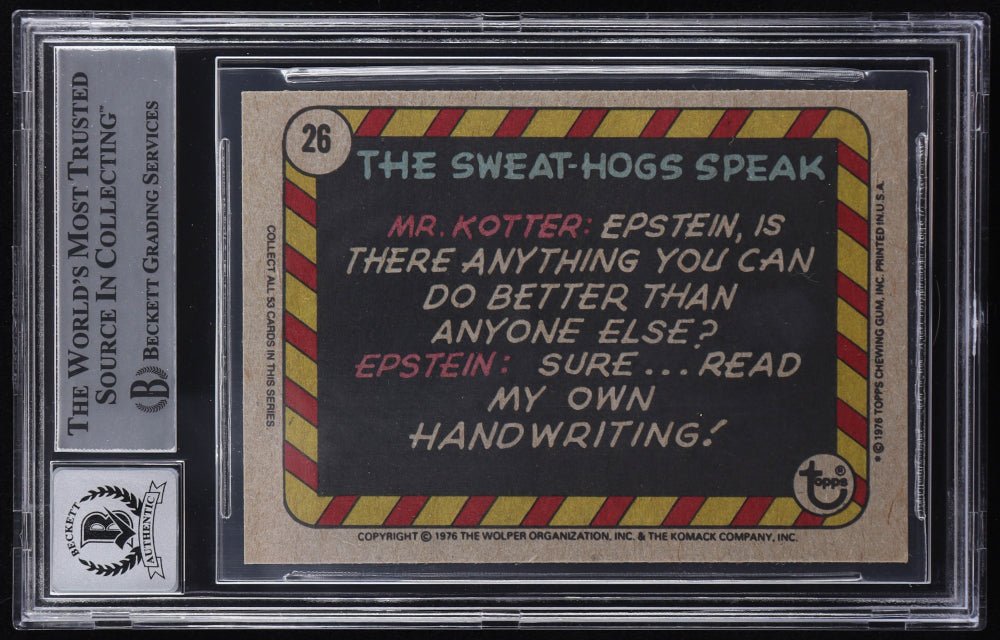 John Travolta Signed 1976 Welcome Back Kotter #26 (BGS 10)