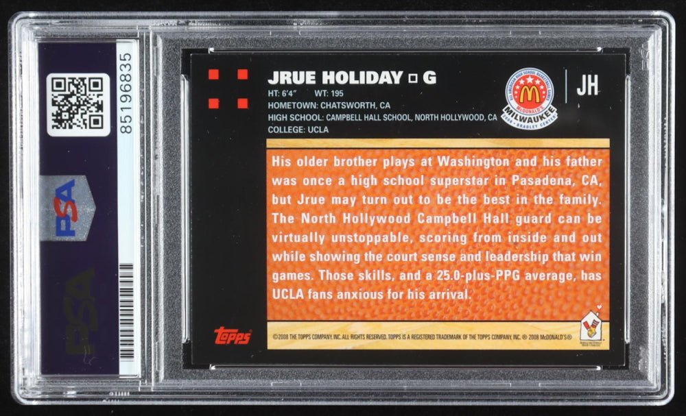 Jrue Holiday Signed 2008 Topps All-American #JH (PSA 10)