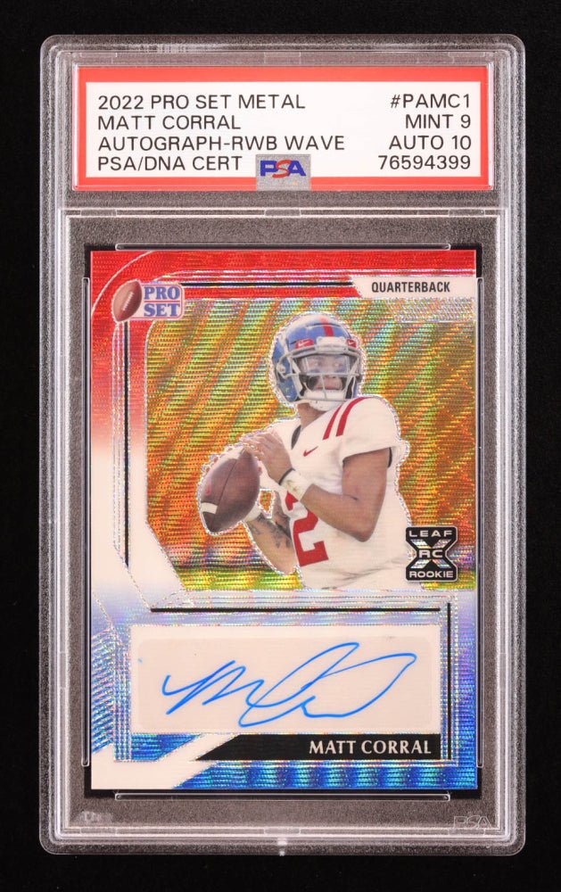 Matt Corral 2022 Pro Set Metal Auto #PAMC1 RC, 2/7 (PSA 9)
