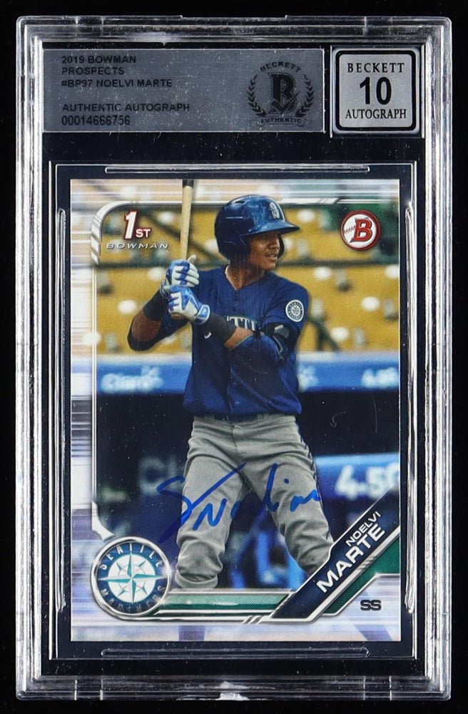 Noelvi Marte Signed 2019 Bowman Prospects #BP97 RC (BGS 10)