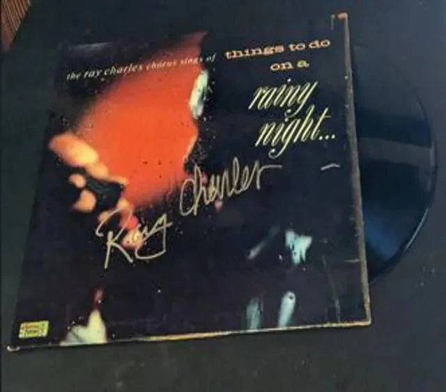Ray Charles Autographed Rainy Night Album Cover (COA)