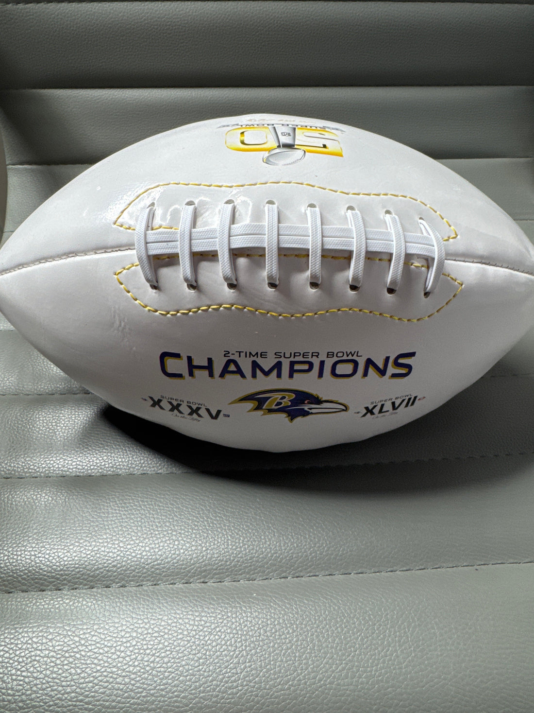 Ray Lewis Signed Team Logo Football (COA)