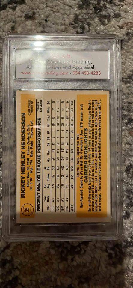 Rickey Henderson 1983 Donruss Oakland Athletics MLB Card PAAS NM-MT 8.5