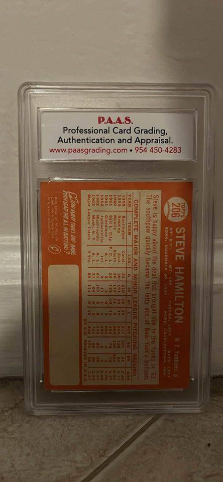Steve Hamilton 1964 Topps #206 New York Yankees MLB Card PAAS VG-EX 4