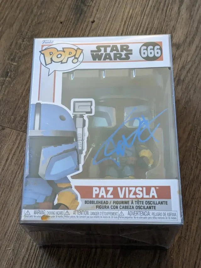 Tait Fletcher Signed Paz Vizsla Funko Pop #666, Star Wars (COA)
