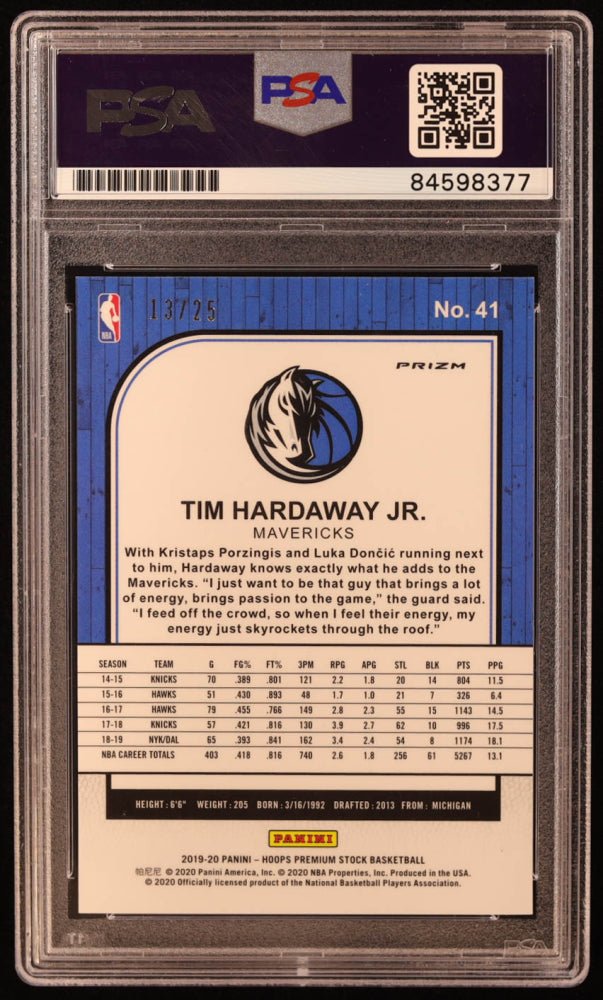 Tim Hardaway Jr. Signed 2019-20 Hoops Pink Flash #41 (PSA)