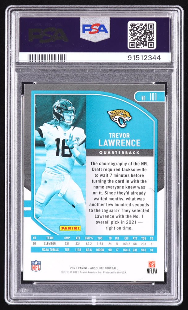 Trevor Lawrence Signed 2021 Absolute #101 RC (PSA 9)
