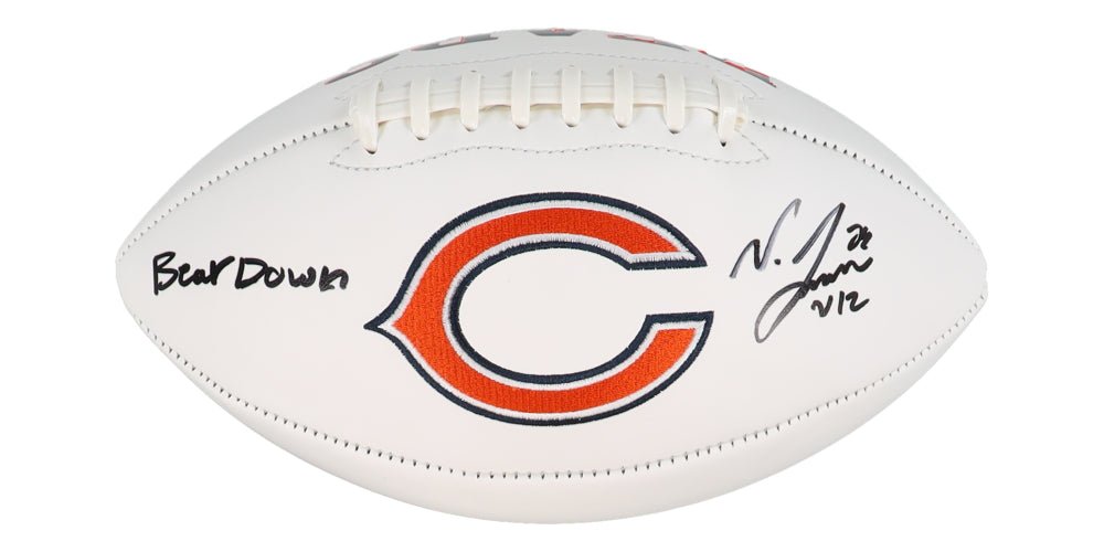 Velus Jones Jr. Signed Bears Logo Football Inscribed "Bear Down" (JSA)