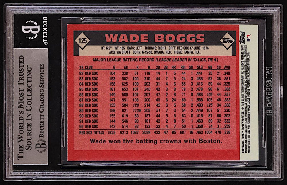 Wade Boggs Signed 2005 Topps Fan Favorites #125 (BGS)