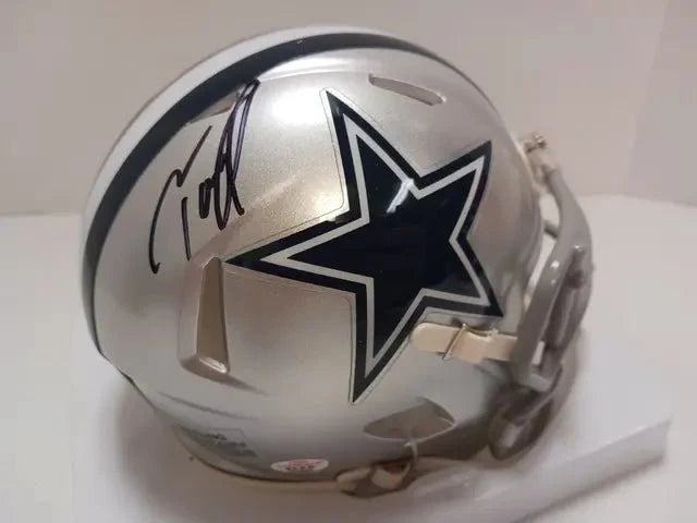 Tony Pollard Cowboys Signed Mini Helmet (PAAS COA)