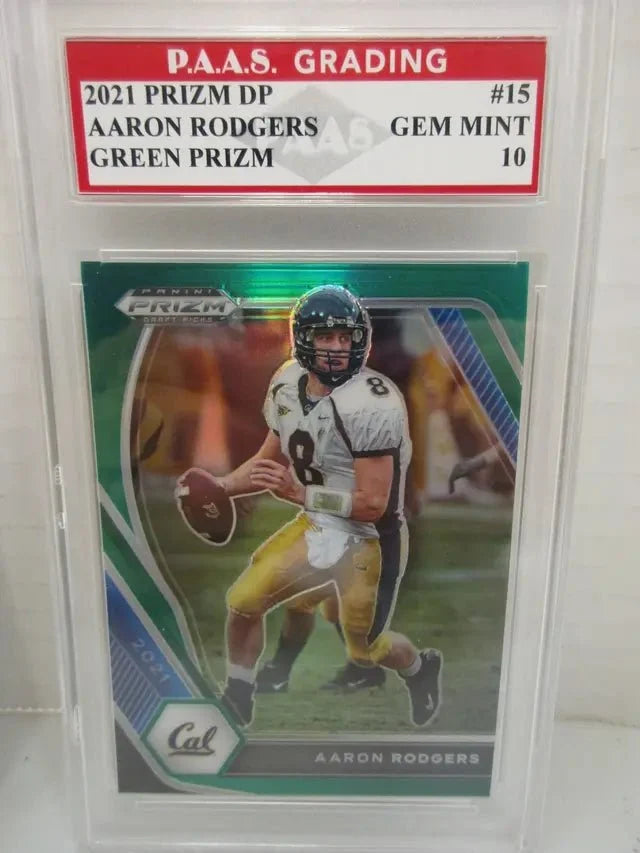 Aaron Rodgers 2021 Prizm Draft Picks Green #15 (PAAS 10)