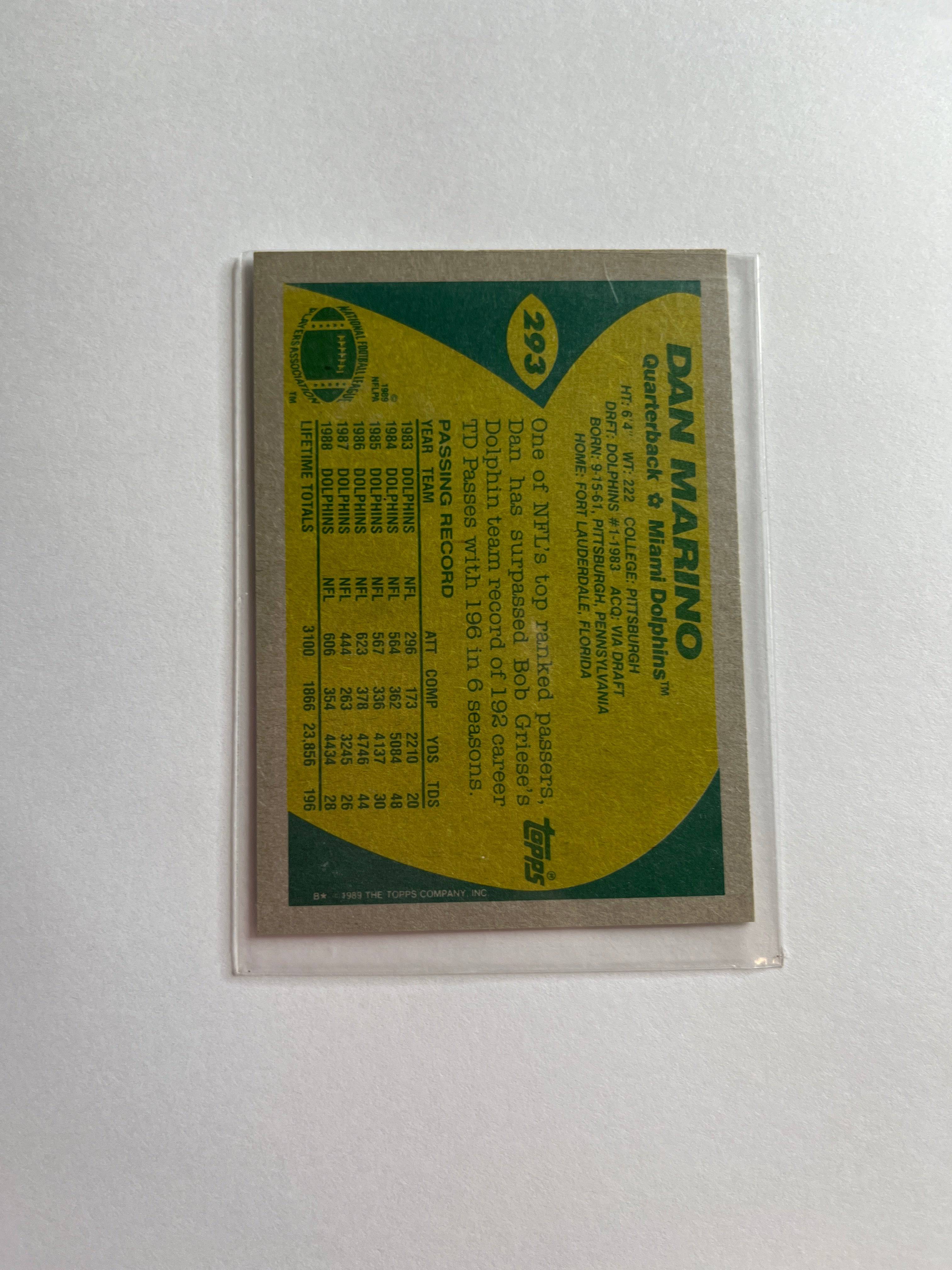 Dan Marino 1989 Topps #293 Miami Dolphins NFL Football Trading Card Vintage