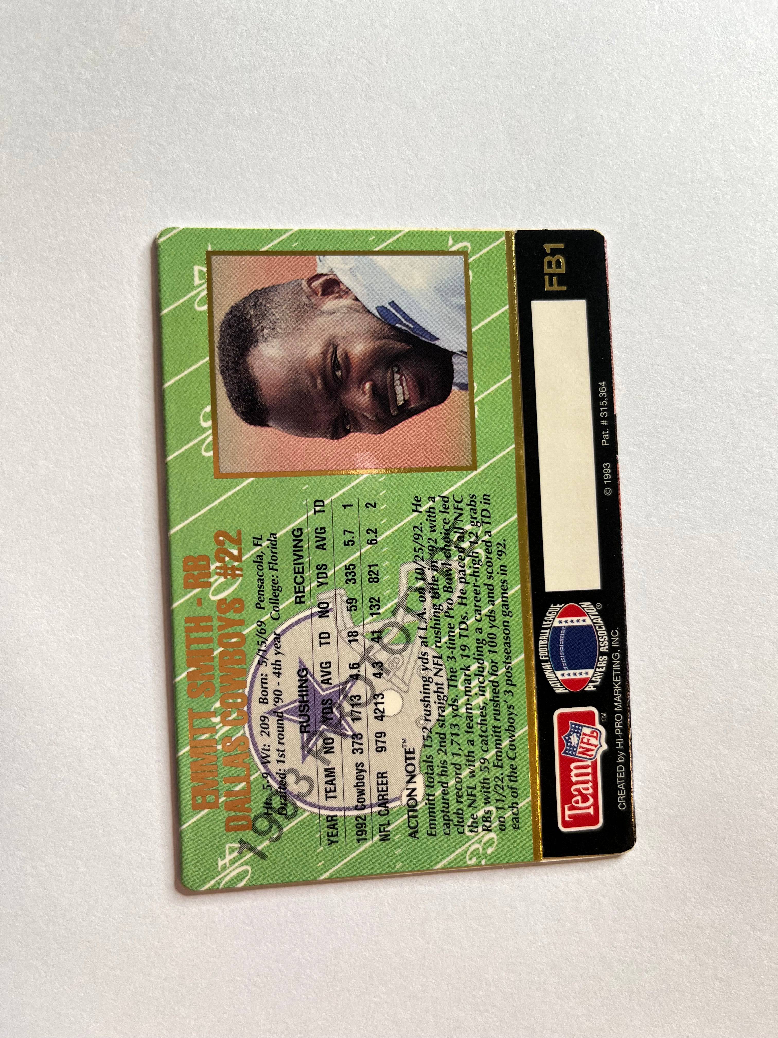 Emmitt Smith 1993 Action Packed Promo #FB1, Dallas Cowboys