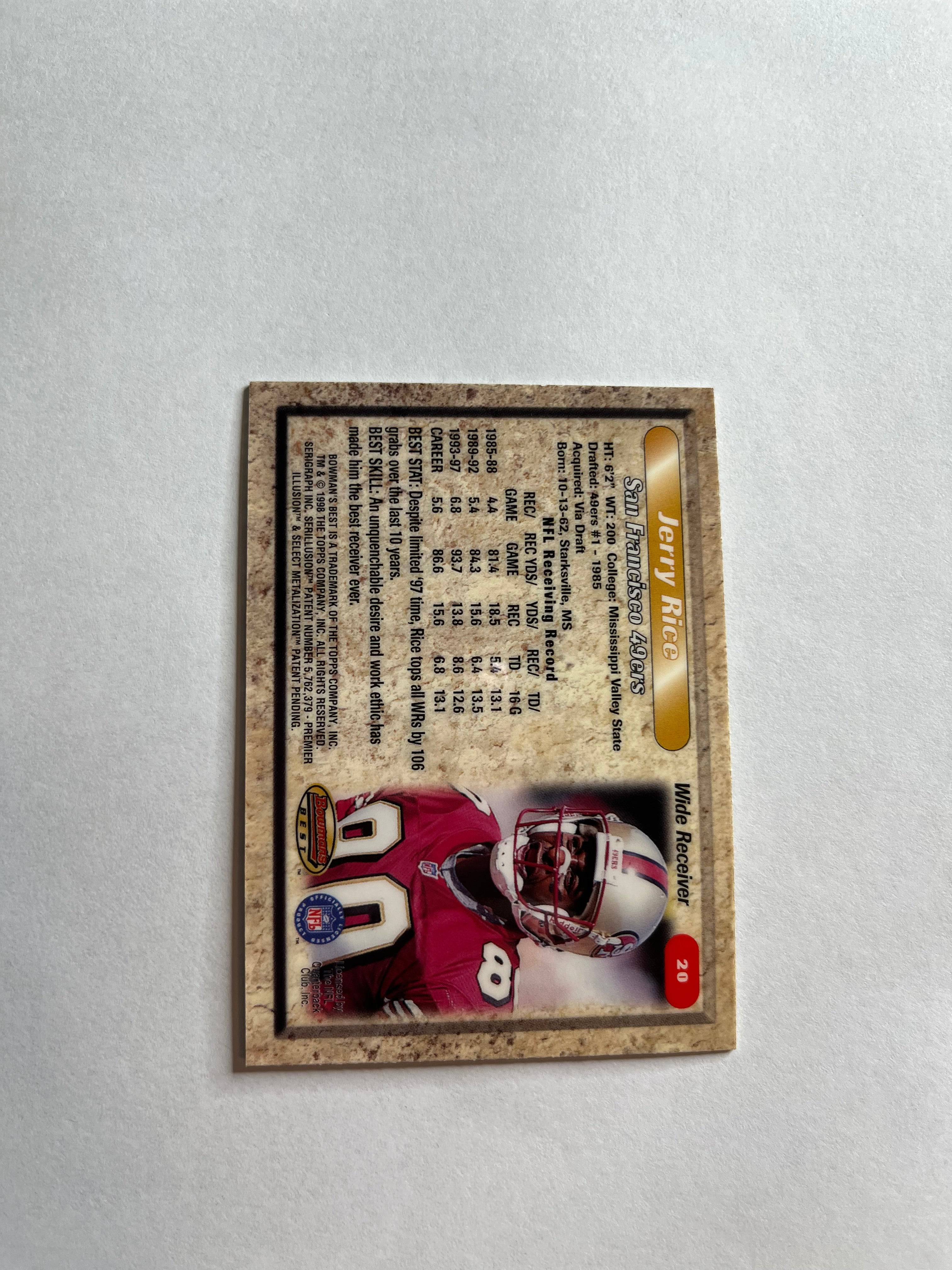 Jerry Rice 1998 Bowman's Best #20, San Francisco 49ers