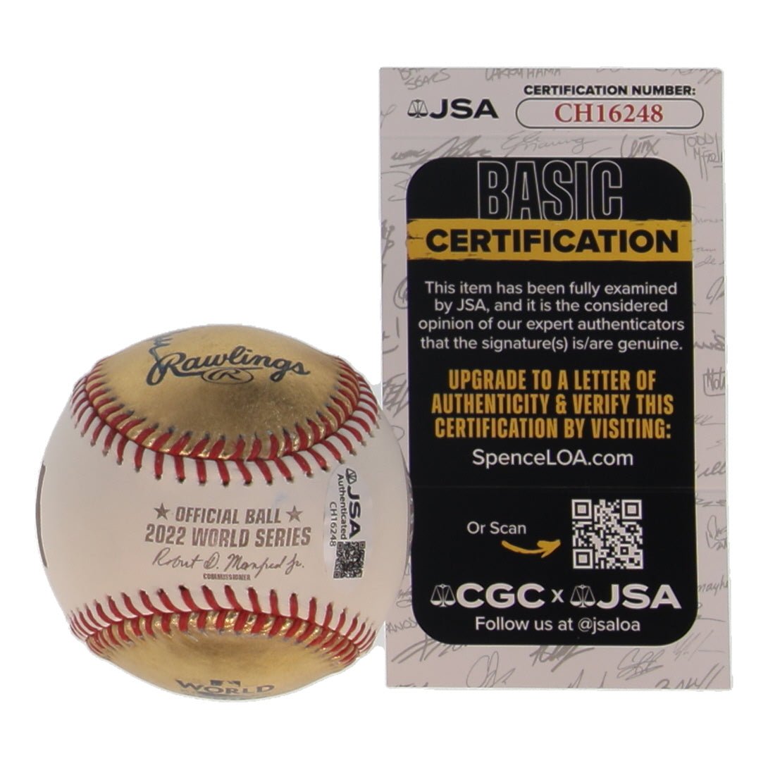 Reggie Jackson Signed 2022 World Series Gold Baseball Inscribed Mr October JSA