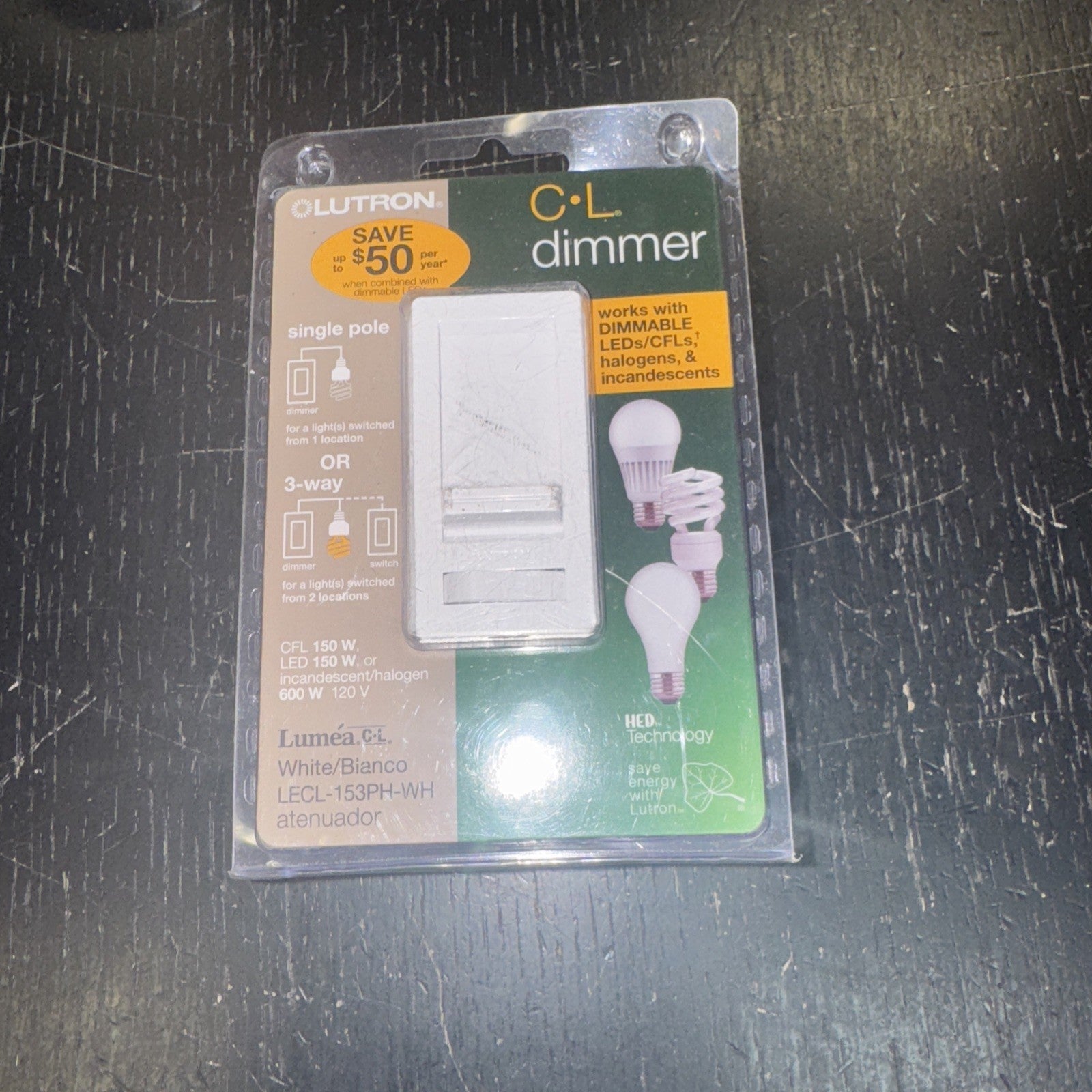 Lutron C-L Dimmer Switch LGCL-153PLH-AL Almond
