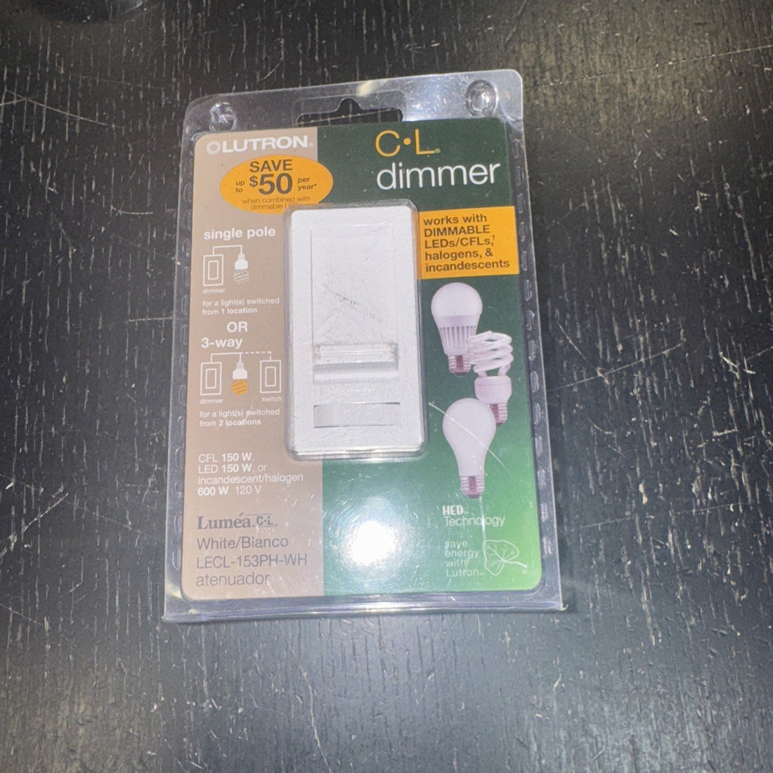 Lutron C-L Dimmer Switch LGCL-153PLH-AL Almond