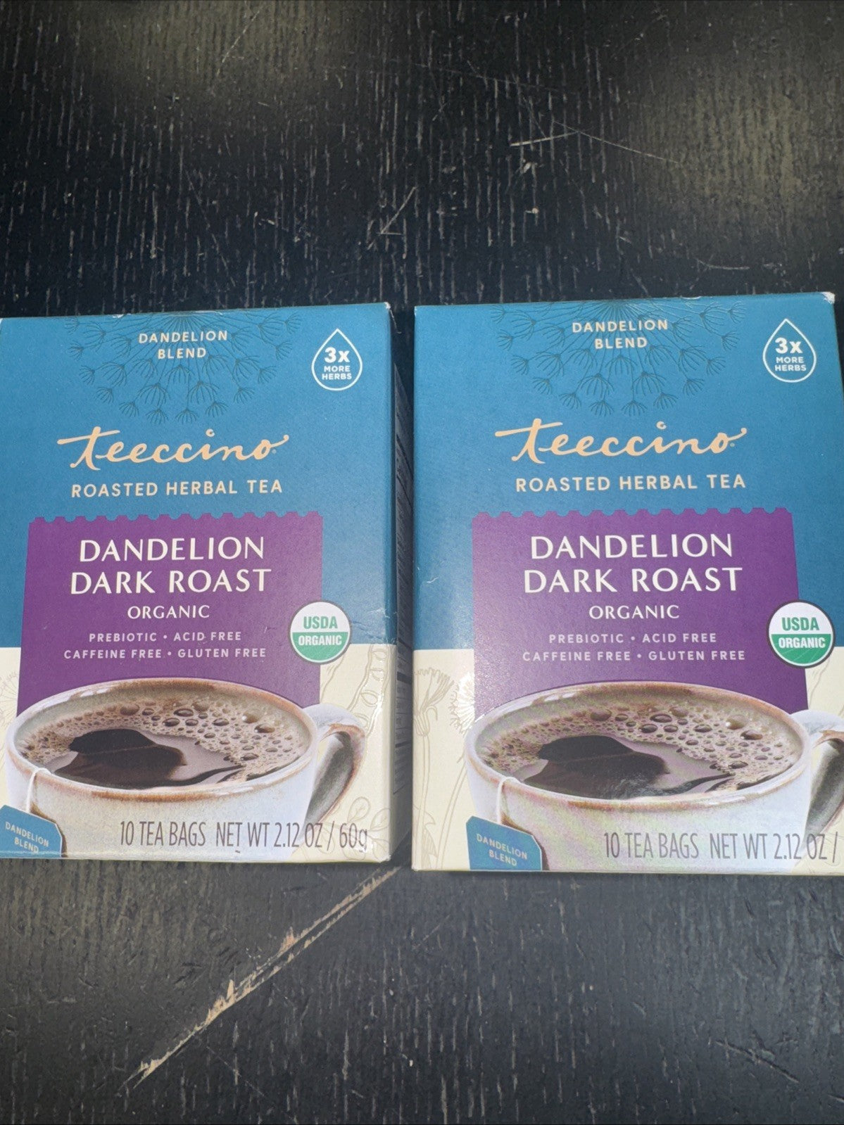 Teeccino Dandelion Dark Roast Chicory Herbal Tea, Organic, 20 Tea Bags