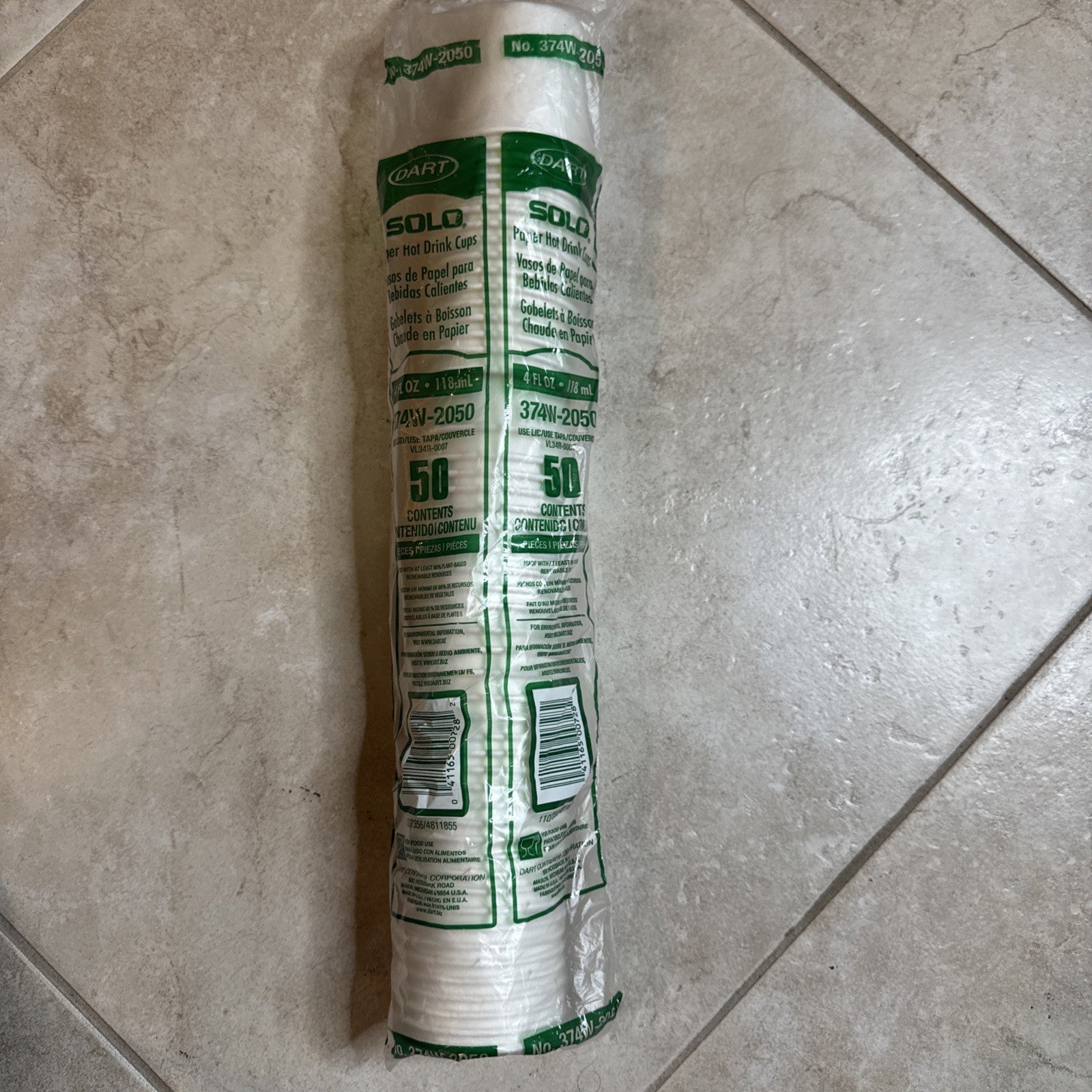 Solo 374W-2050 Paper Drinking Cups 4 oz Poly Coated 50 Count