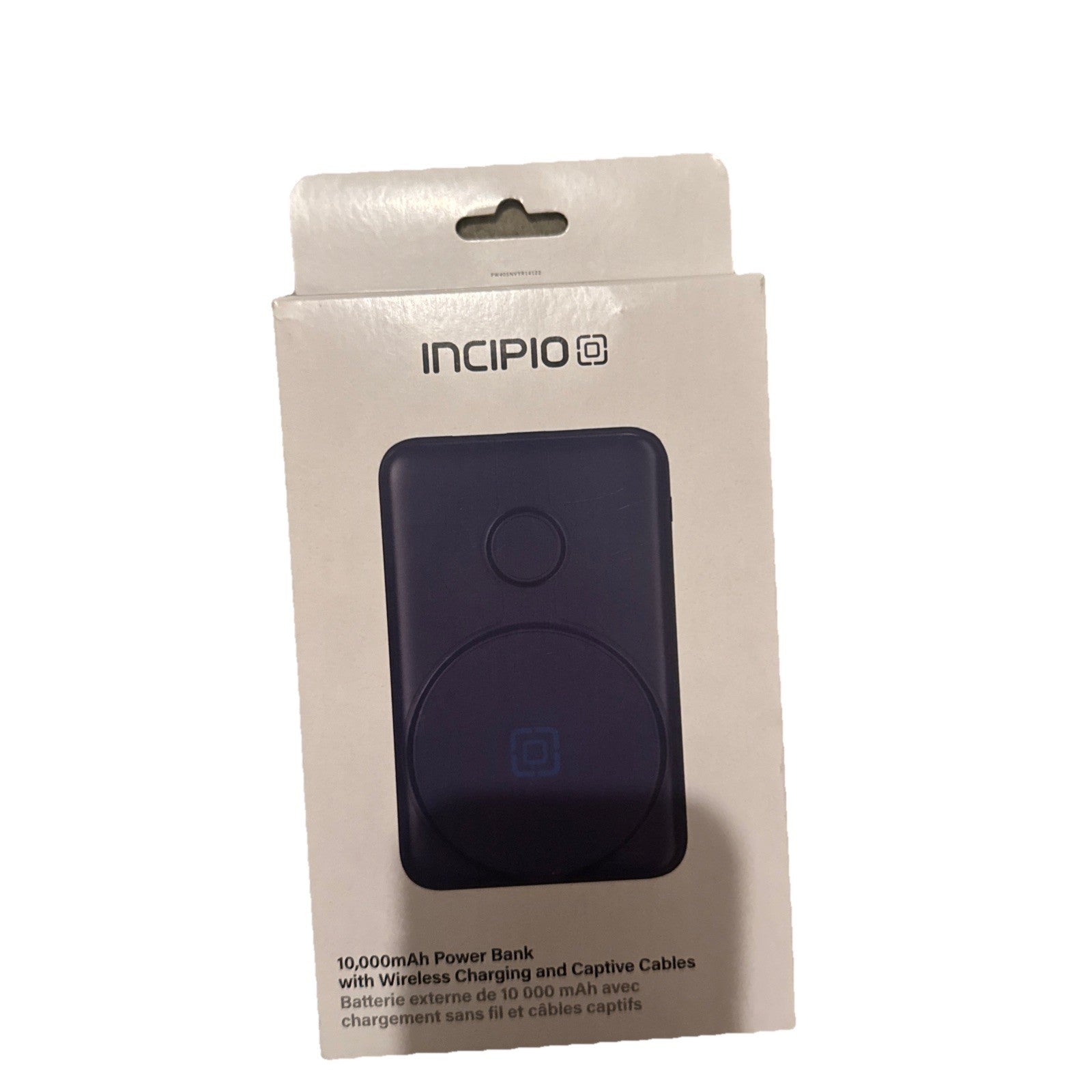 Incipio 10000mAh Power Bank Wireless Charging Integrated Cables USB-C Blue