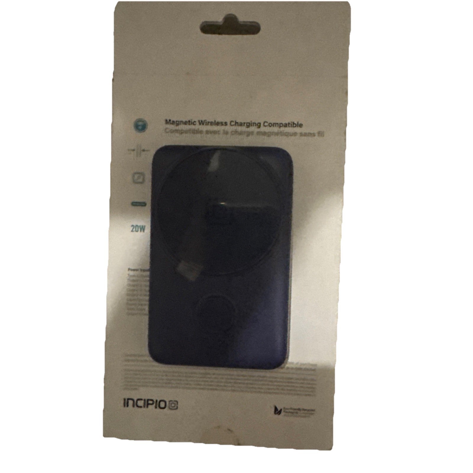 Incipio 10000mAh Power Bank Wireless Charging Integrated Cables USB-C Blue
