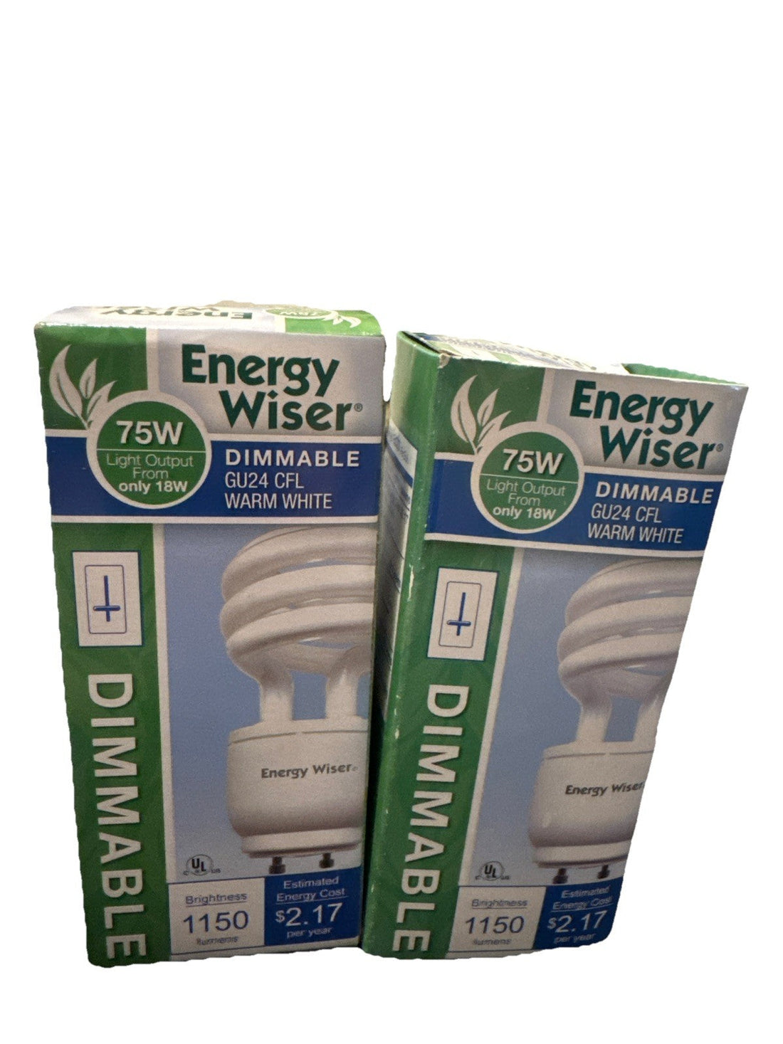 Energy Wiser 18W GU24 Dimmable CFL Bulb 75W Eq 1150lm Warm White, Set of 2