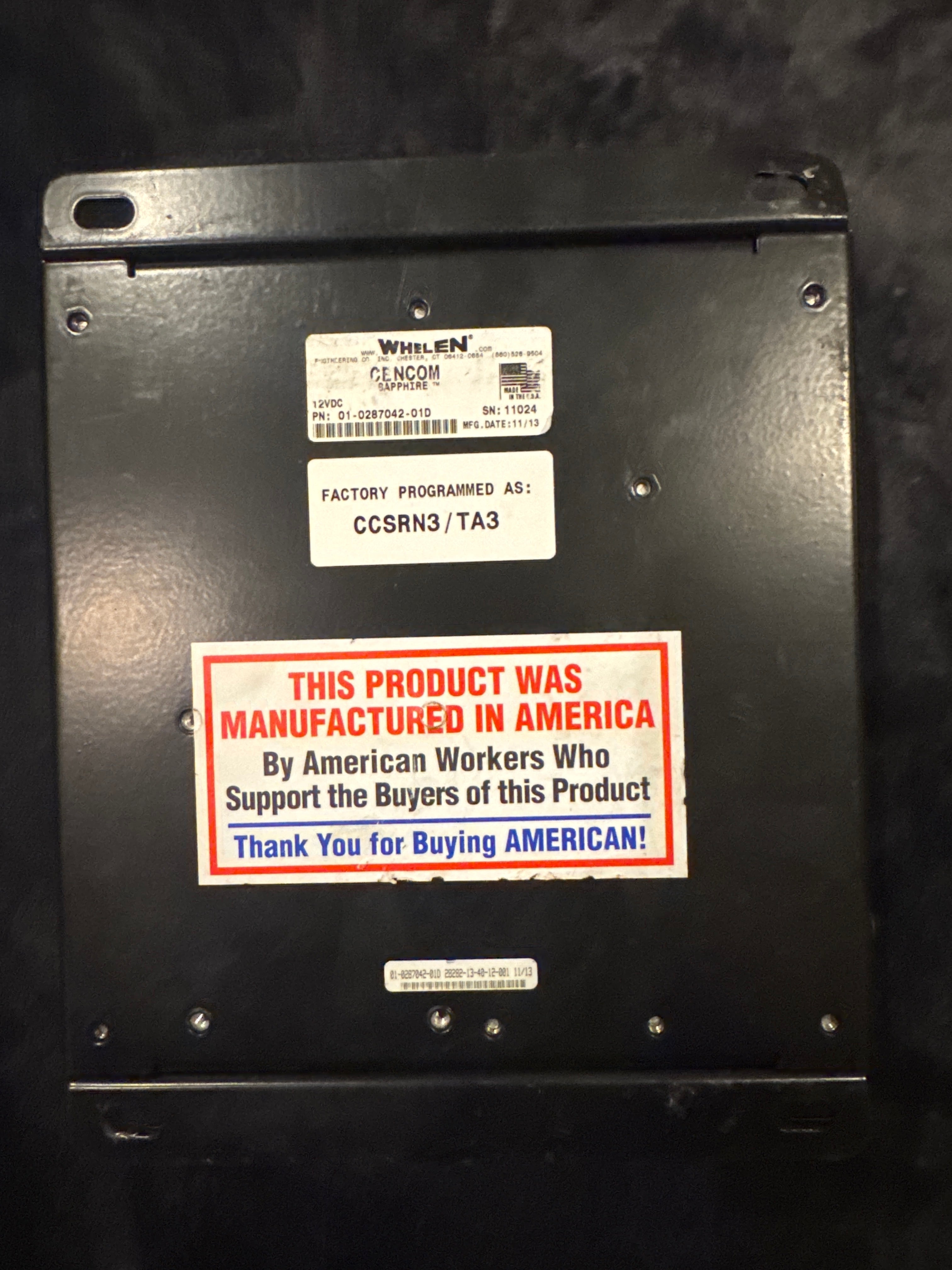 Whelen CenCom Sapphire Control Module CCSRN3/TA3 - Used, Fully Functional
